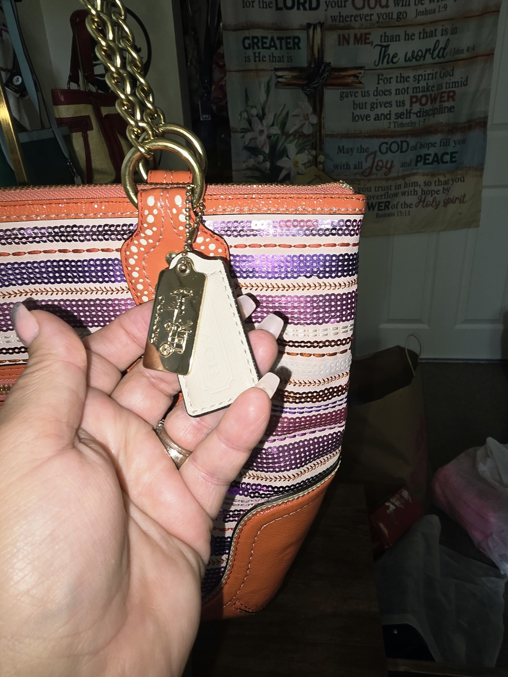 Coach Poppy Sequin Small Tote #23843 - Picture 2 of 12